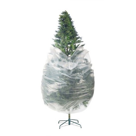 Hastings Home Storage Cover or Disposal Bag for Christmas Trees up to 9-Foot Tall, Store Decor Upright, Clear 882222BVF